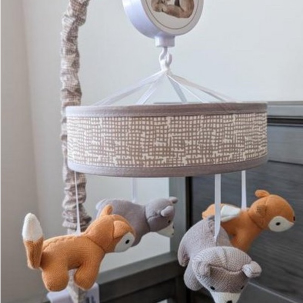 Adorable Animal Baby Mobile in Orange and Gray